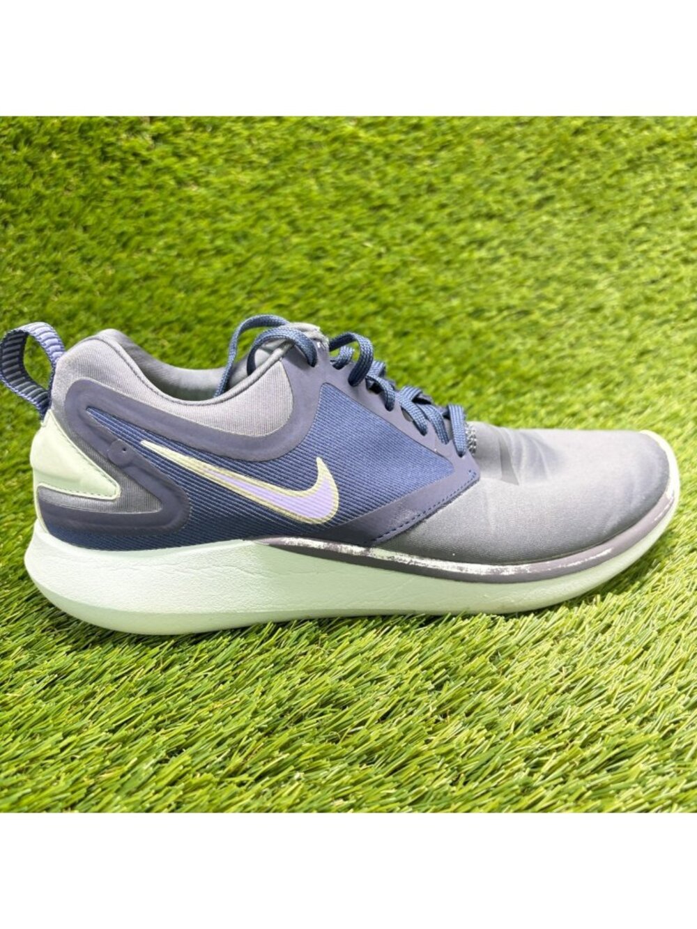 Nike Lunarsolo Womens Size 8.5 Gray Blue Purple Athletic Running Shoes Sneakers